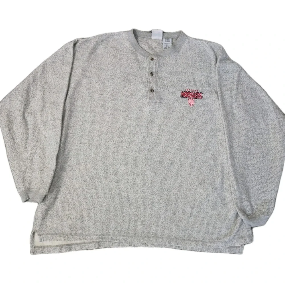 Vintage Indiana Hoosiers Sweatshirt Henley 90s Size 3XL Gray Pro Edge - Picture 1 of 6
